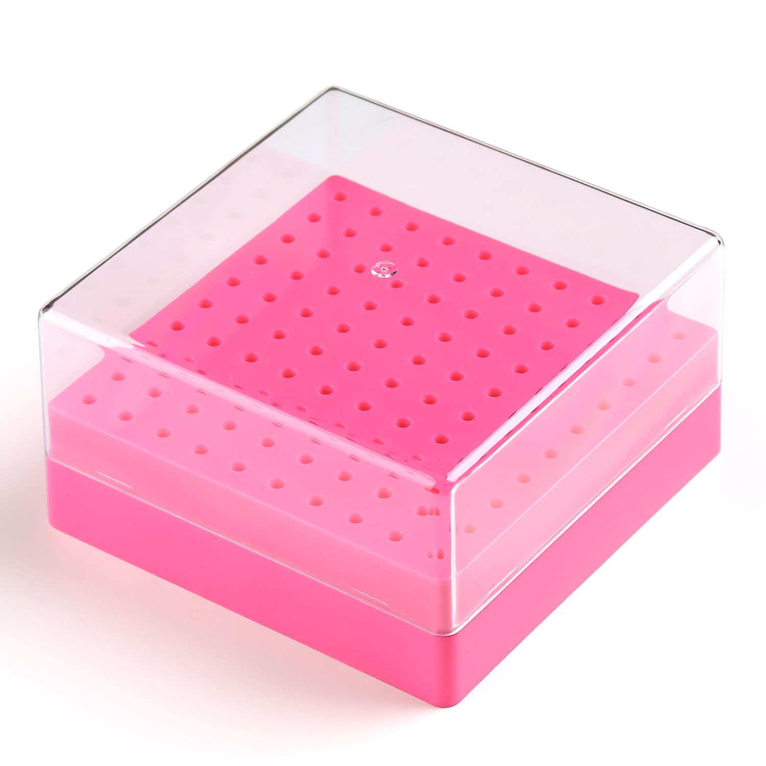 Nail Drill Bit Holder, 100 Holes Acrylic Nail Drill Bit Organizer with Clear Cover, Drill Bit Storage Case for Manicure Pedicure, Professional Nail Salon Supplies (100 holes-Rose)