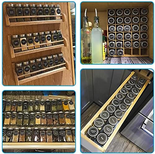 Vista 7 de AOZITA 24 frascos de vidrio para especias, recipientes cuadrados vacíos para especias con etiquetas de especias, tapas de coctelera y tapas de metal