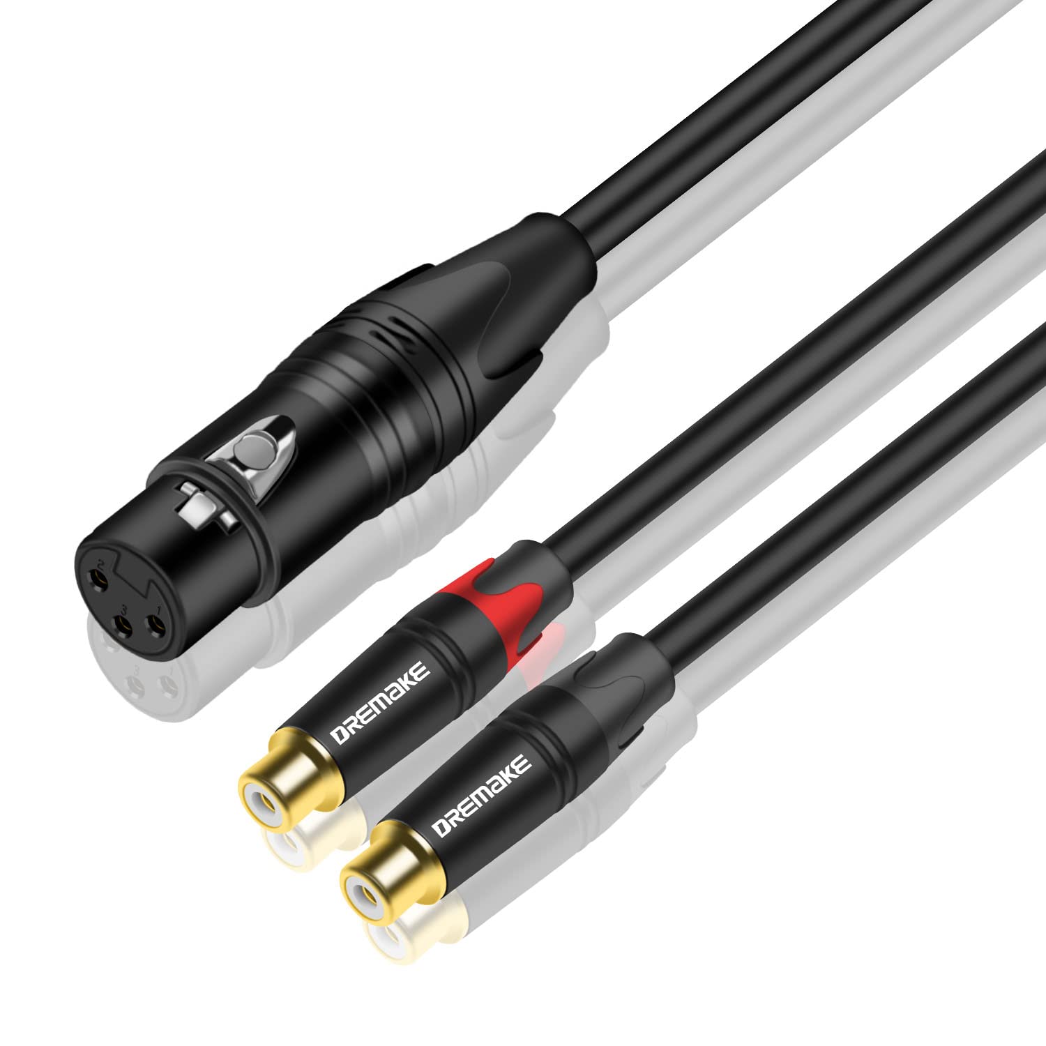 3 m żeński podwójny kabel audio RCA żeński XLR żeński 3 m, żeński XLR 3-pinowy podwójny żeński wtyk RCA żeński rozdzielacz kabla krosowego, XLR do RCA Stereo mikrofon, XLR do 2RCA Kabel