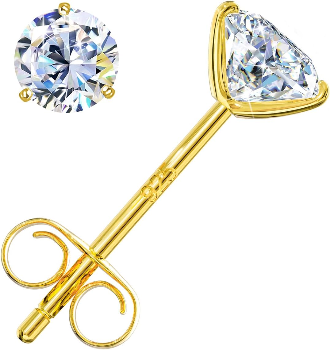 Moissanite Earrings for Men Women, 0.6ct-4ct D Color VVS1 Clarity Round Cut Moissanite Stud Earrings White Gold 925 Sterling Silver Stud Earring Gifts Birthday Anniversary Valentine's Day