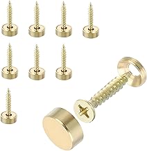 8 Sets Mirror Screws, 12mm Gold Brass Screw with Chrome Cap Washers, Stainless Steel Mirror Screws Decorative Caps Cover Nails for Furniture Fixing(Mirror, Photo Frame Fixing etc)