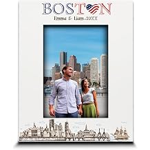 BELLA BUSTA-Personalized Boston Picture Frame-Travel Keepsake, Skyline & Fenway 5x7 Vertical