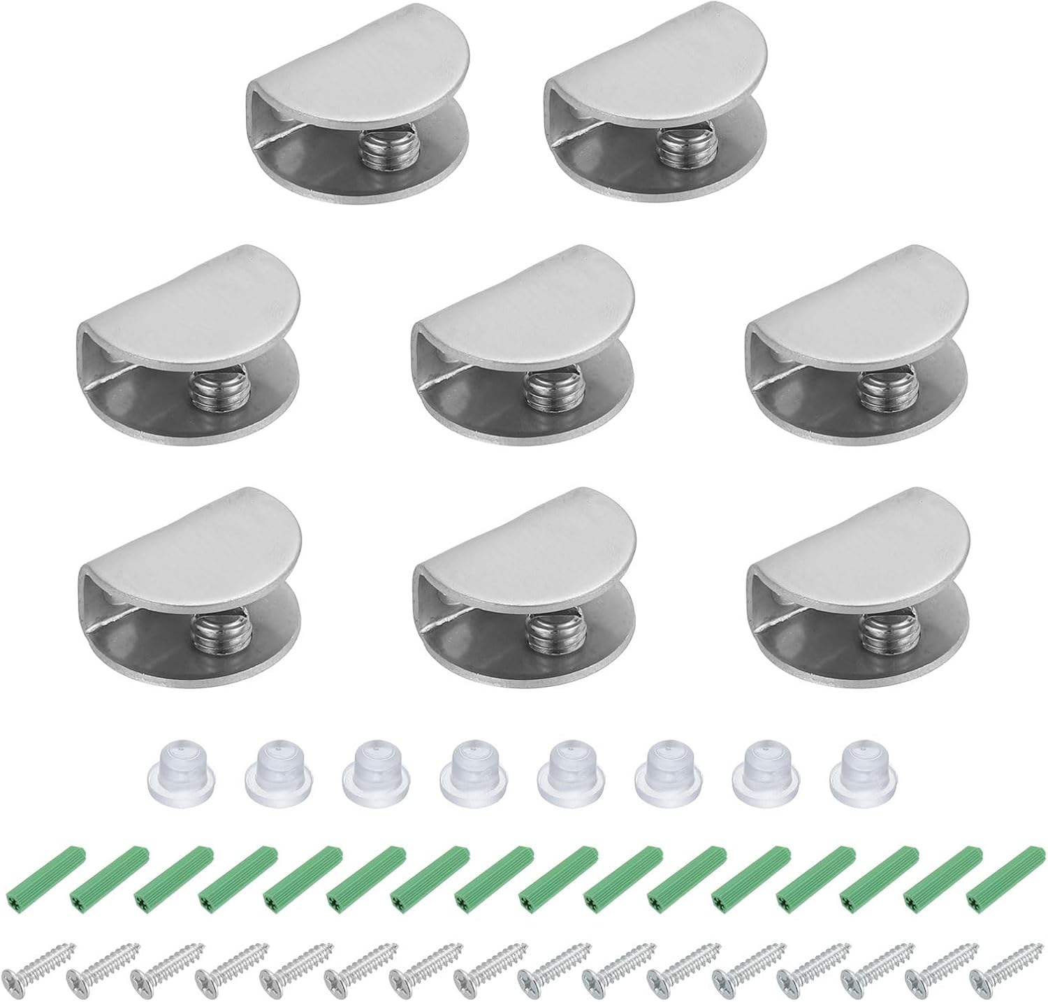 PATIKIL Glass Shelf Brackets, Stainless Steel Clamps Clip Holder Support with Screws for 3/16"-5/16" Glass Shelves Wall Mount,8Packs