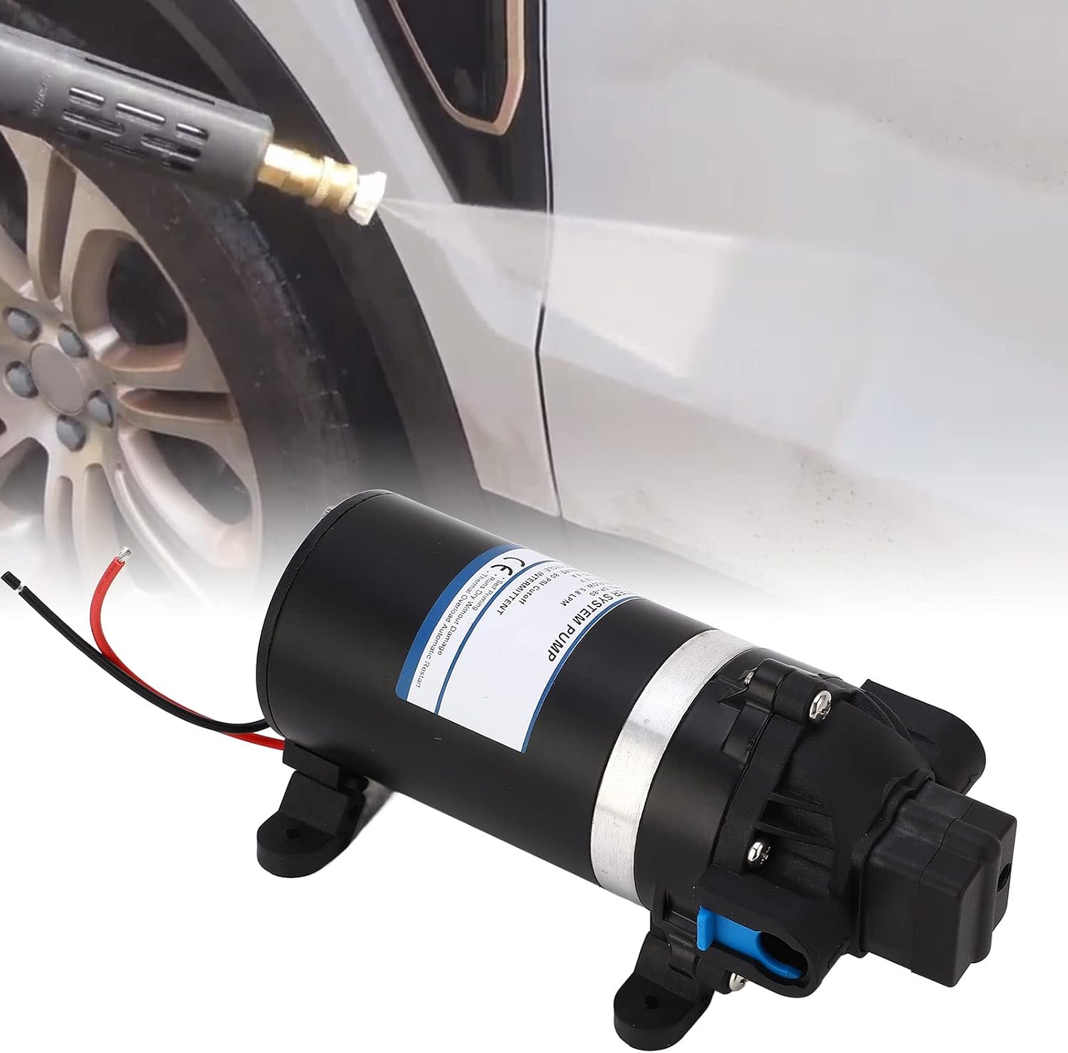 High Pressure Diaphragm Water Pump, Micro Self-Priming Booster, 5.8 LPM, DC 12V, 80psi, for Domestic Misting, RV, Boat, Marine