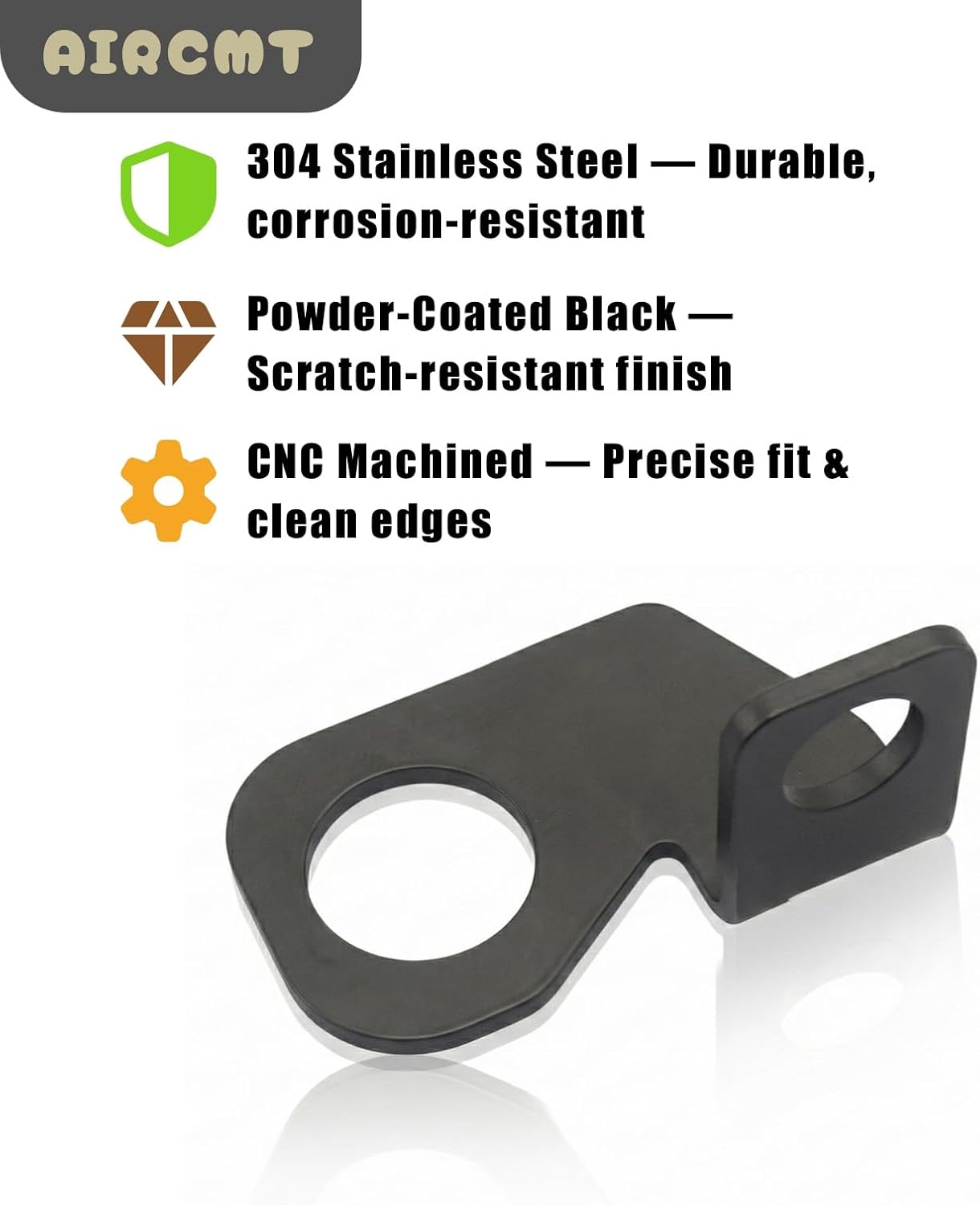 22.5mm Rear Axle Safety Flag/Whip Bracket, 304 Stainless Steel, Powder‑Coated Black, Fits 1/2" Pole, for UTV ATV Motorcycle Off‑Road Dirt Bike Motocross,CNC Machined