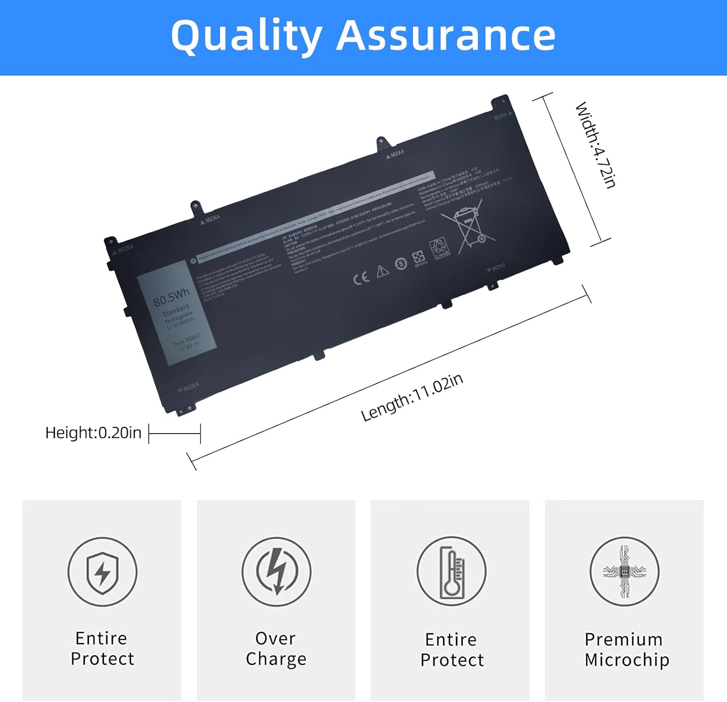 VG661 Laptop Battery Replacement for Dell Alienware X14 R1 Alienware X14 R2 Series Notebook 0GD3C9 GD3C9 0V4N84 V4N84 31CP5/46/95-2 [11.4V 80.5Wh]