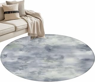 Round Area Rugs for Living Room Bedroom 3.3 ft Abstract Art Haze Blue Oil Painting Soft Carpet Floor Mat Yoga Mat Non Slip Washable Rug for Study Entryway Home Decor