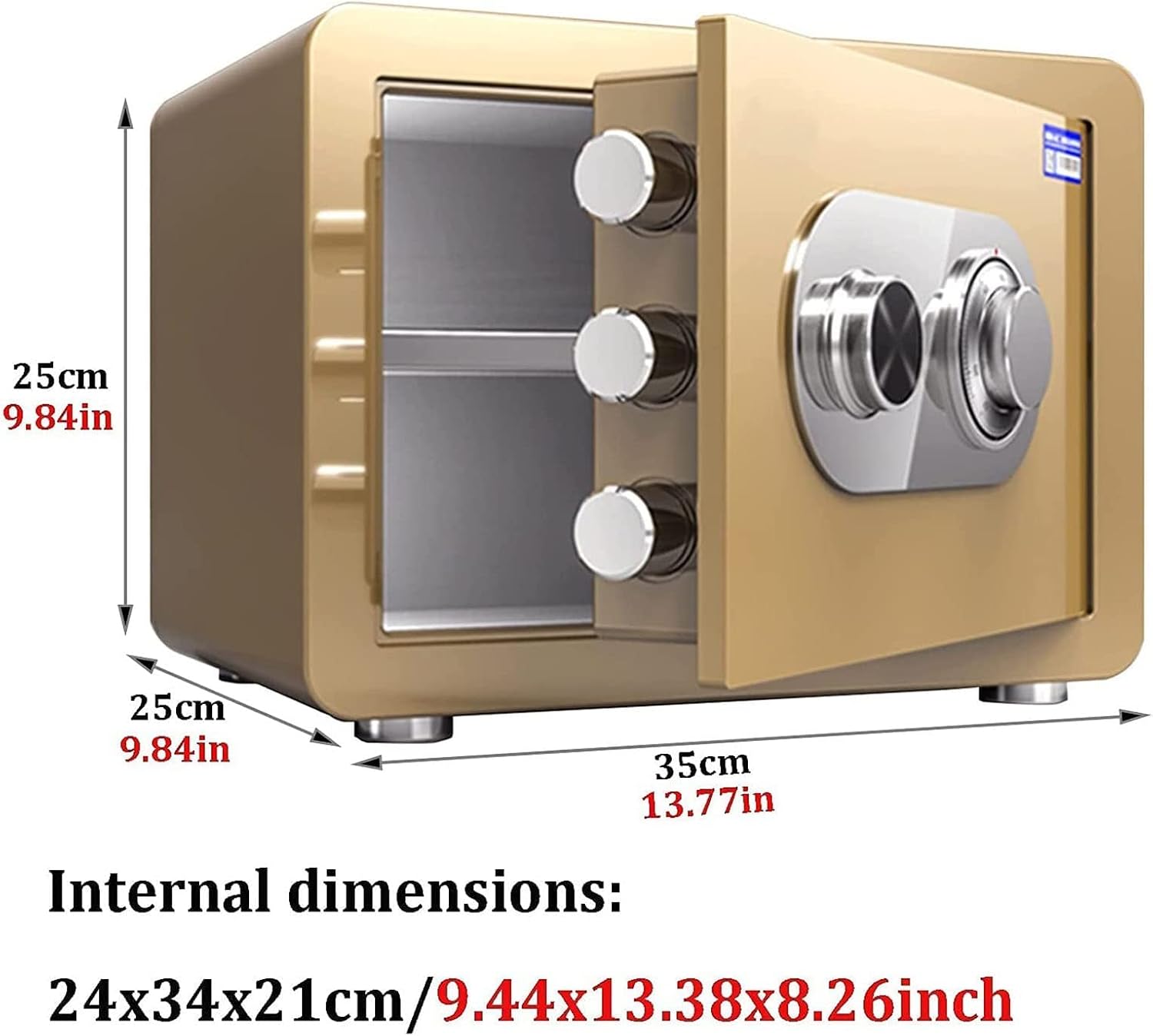 Box Water Safe Small Home Safes Are Fire and Anti-Theft Password Lock Safety/Gold/25 35 X 25Cm