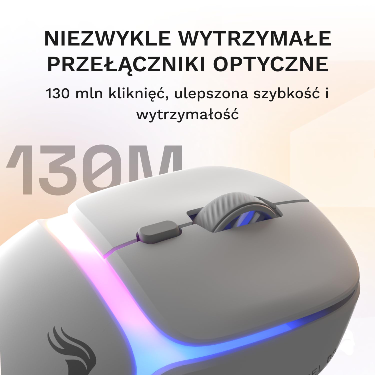 GLORIOUS Gaming – bezprzewodowa mysz gamingowa Model D3 – Wymienne baterie InfinitePlay, raportowanie 8k, przełączniki optyczne na 130M kliknięć, ultralekkie 69 g, Sensor optyczny 30k DPI, RGB – biel