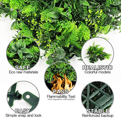 Uland Artificial Topiary Hedges Panels, Plastic Faux Shrubs Fence Mat, Greenery Wall Backdrop Decor, Garden Privacy Screen Fence, Pack Of 6Pcs 20"X20" #TOP2