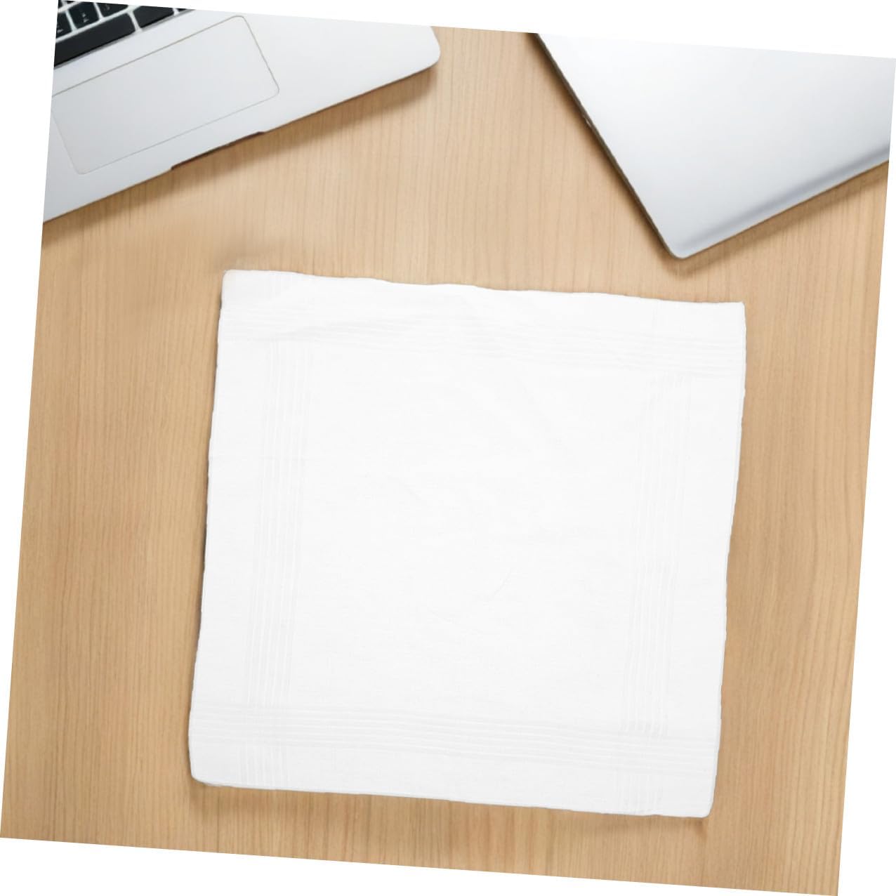 POPETPOP 18pcs Men’s Cotton Handkerchiefs White Soft Sweat-absorbing Pocket Squares for Suit and Casual Use