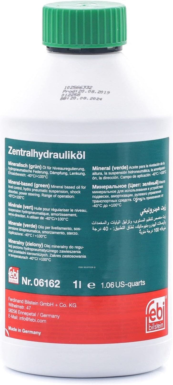 febi bilstein 06162 Hydraulic Fluid for central hydraulic system, pack of one, Packaging May Vary