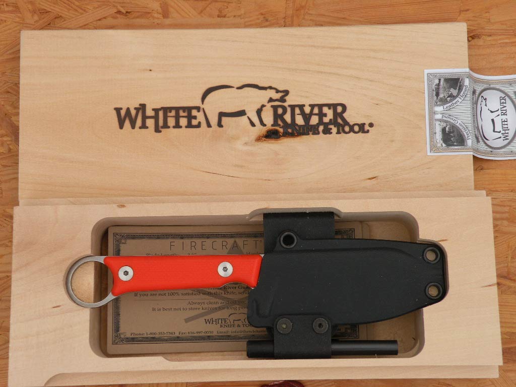 White River Knives Firecraft 3.5 Pro Fixed Blade Knife 3.5" Drop Point CPM S35VN Stonewashed Blade G-10 Handle Orange