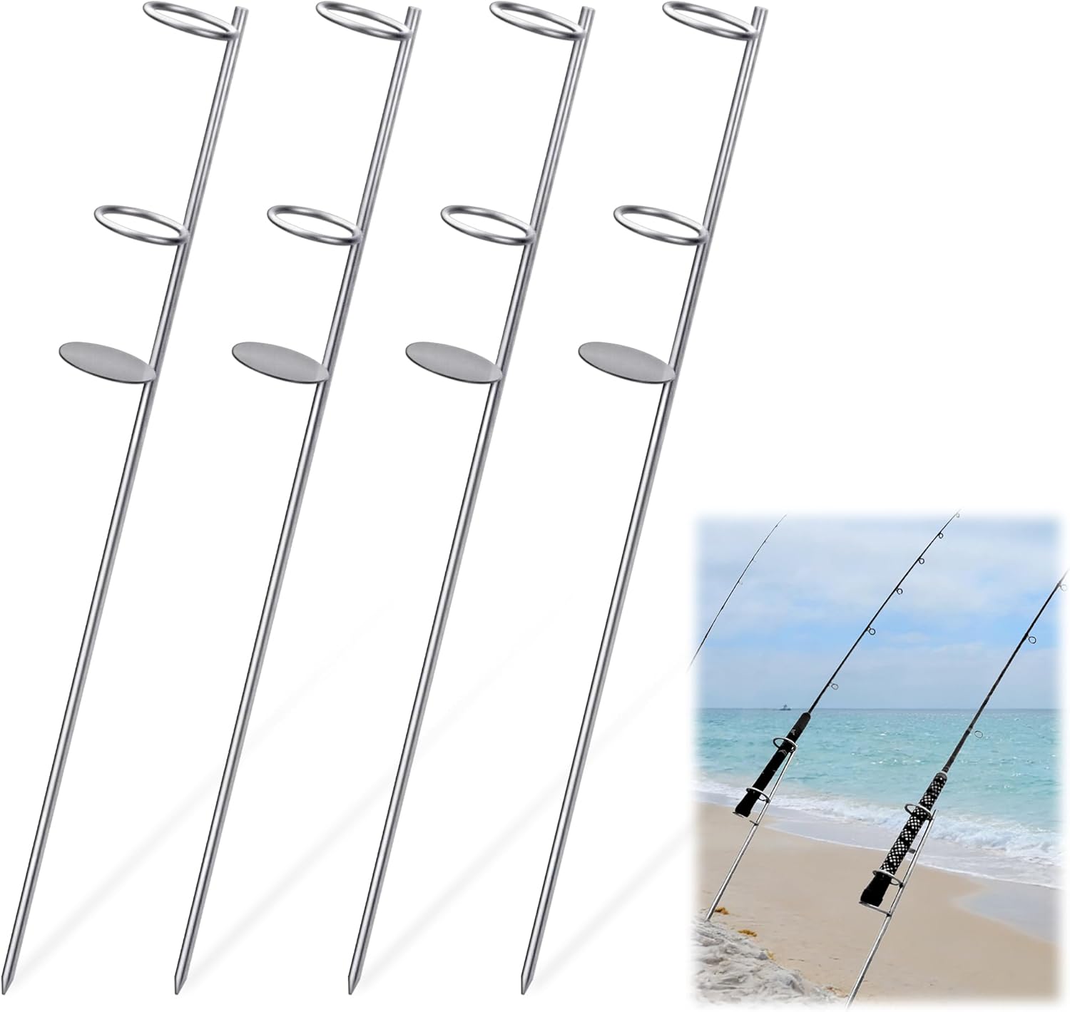 Sand Spikes for Surf Fishing, Heavy Duty Fishing Rod Holder Sand Spike for Beach, Surf, Bank and Shore Fishing