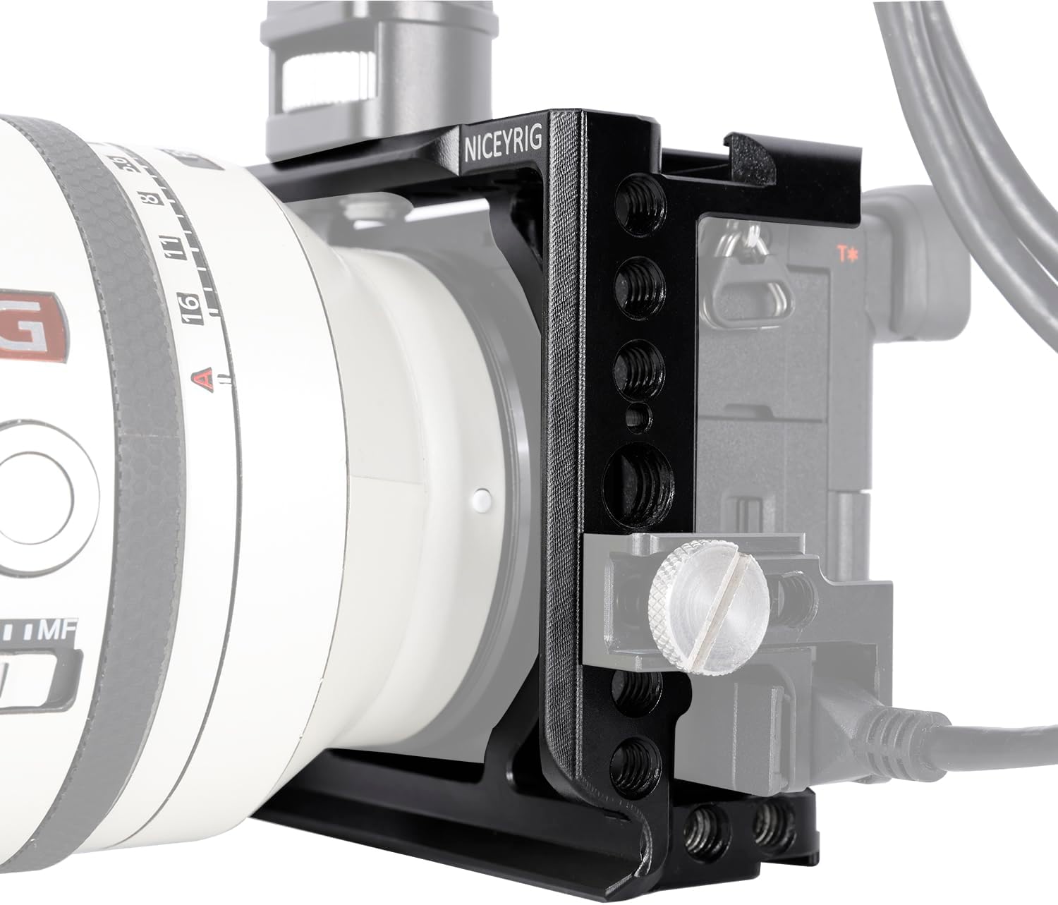 NICEYRIG Cage for Sony Alpha A6700 Mirrorless Camera, with QD Hole, NATO Rails and Cold Shoe Mounts - 567
