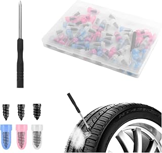 60PCS Tire Screw Plug Repair Kit,Self-Service Tire Repair Kit Includes 3 Sizes of Screw in Tires Plugs & Screwdriver for Quick Repairs,Professional Tires Repairs Rubber Nail (60PCS)
