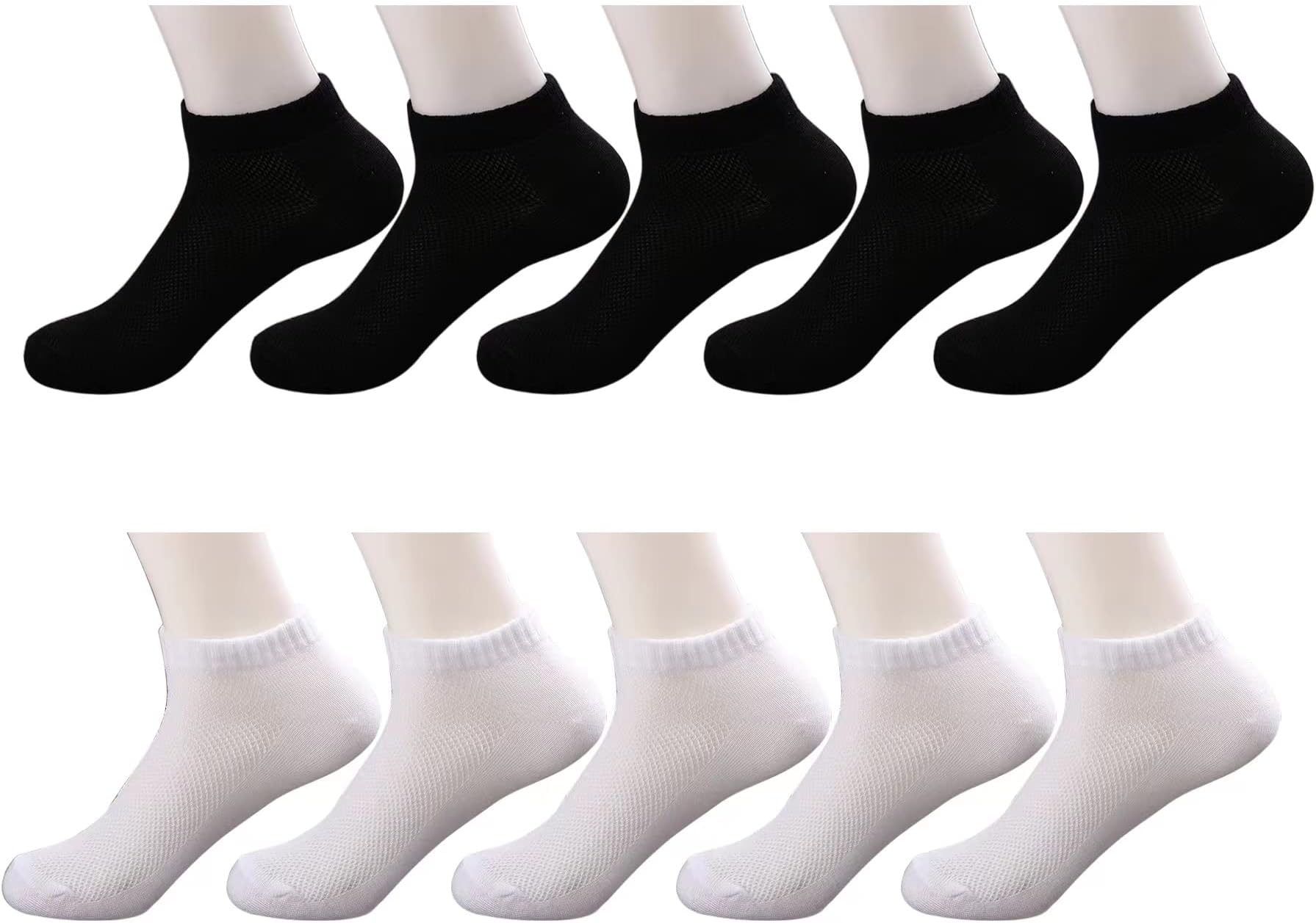 10 pairs of white and black disposable socks, travel portable replacement elastic stockings, suitable for sports business travel
