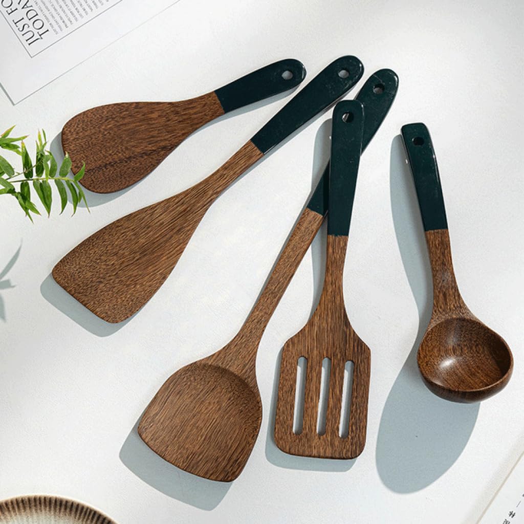 5 Teile/satz Natürliche Holz Kochutensilien Set Komfort Griff Chef Küche Utensilien Set Hohe Hitzebeständige Spachtel Löffel