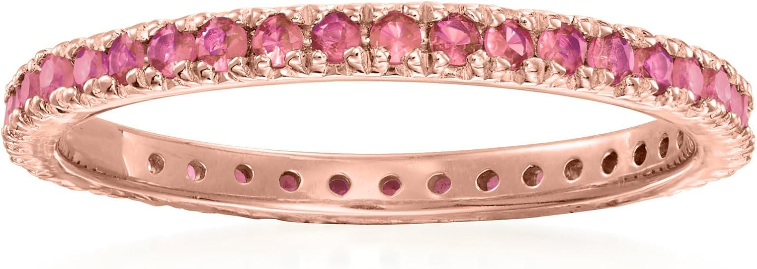 Ross-Simons 0.40 ct. t.w. Pink Sapphire Eternity Band in 18kt Rose Gold Over Sterling