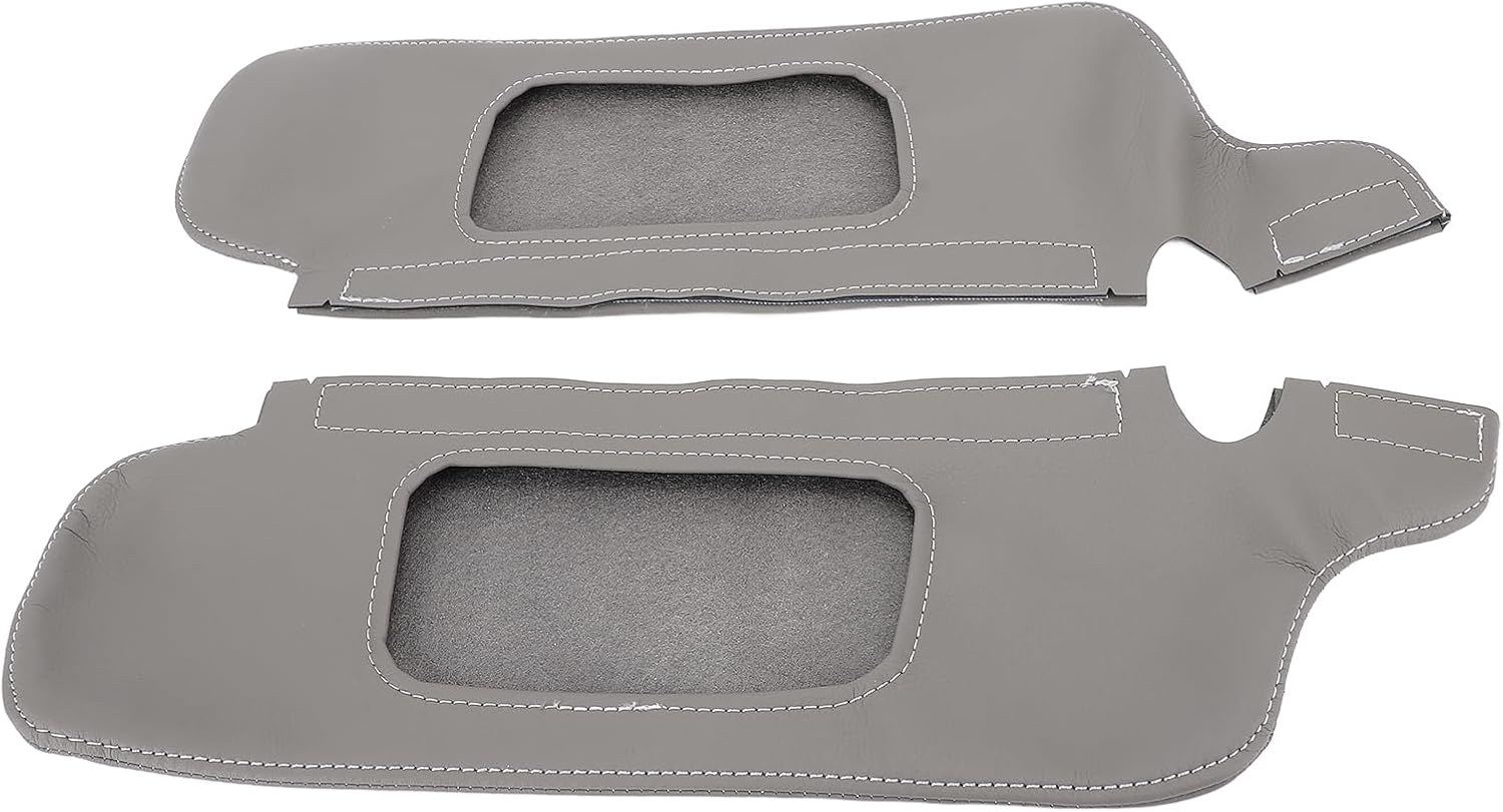 2-Pack PU Leather Sun Visor Covers, Scratch Resistan t Visor Replacements for 1994-2004 (Gray)