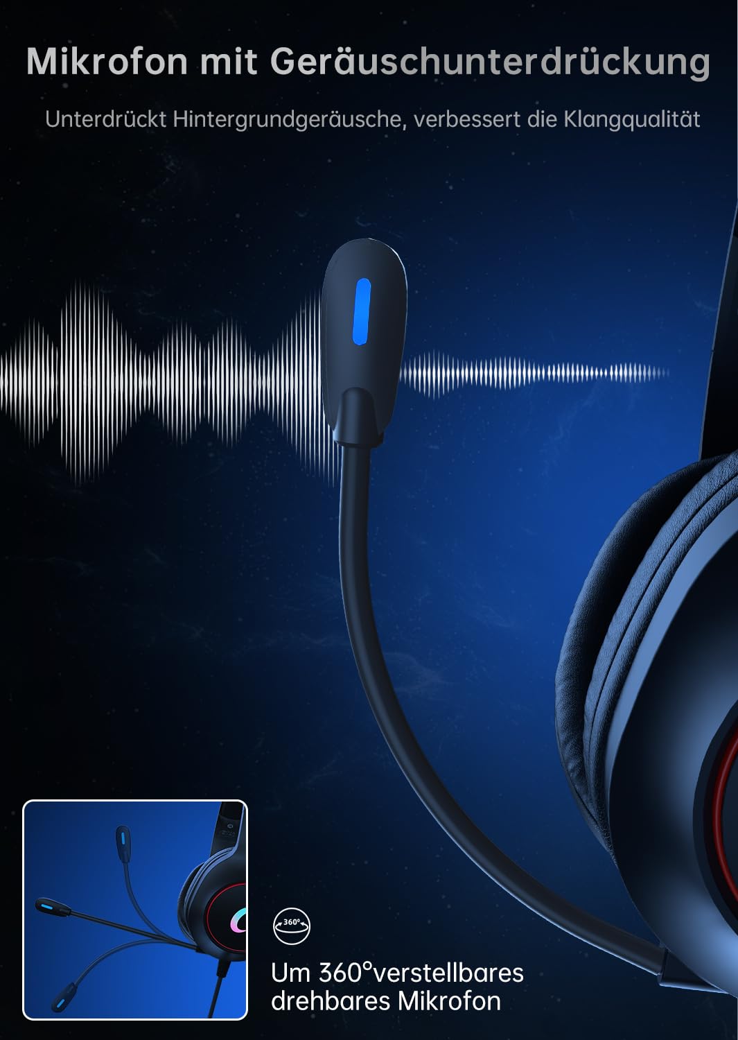 Cascos Gaming para PC, PS4, PS5, Auriculares Gaming con Micrófono, Cascos PS5 para Play 4, Switch, Xbox Series, Negro