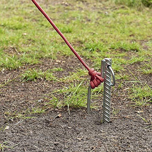 APT - Set di 2 ancoraggi per terreno, 4 cm, 18 mm, in acciaio, con occhiello e gancio