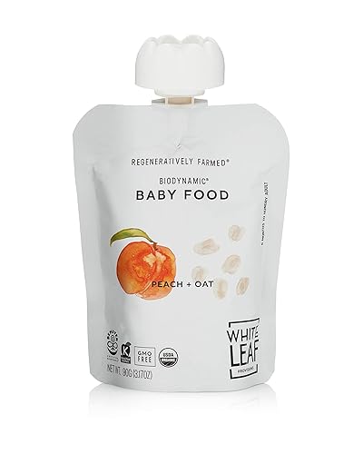 Miniatura 3 de White Leaf Provisions Alimentos biodinámicos y orgánicos para bebés, bolsas de puré de melocotón + avena sin azúcar para bebés, alimentos