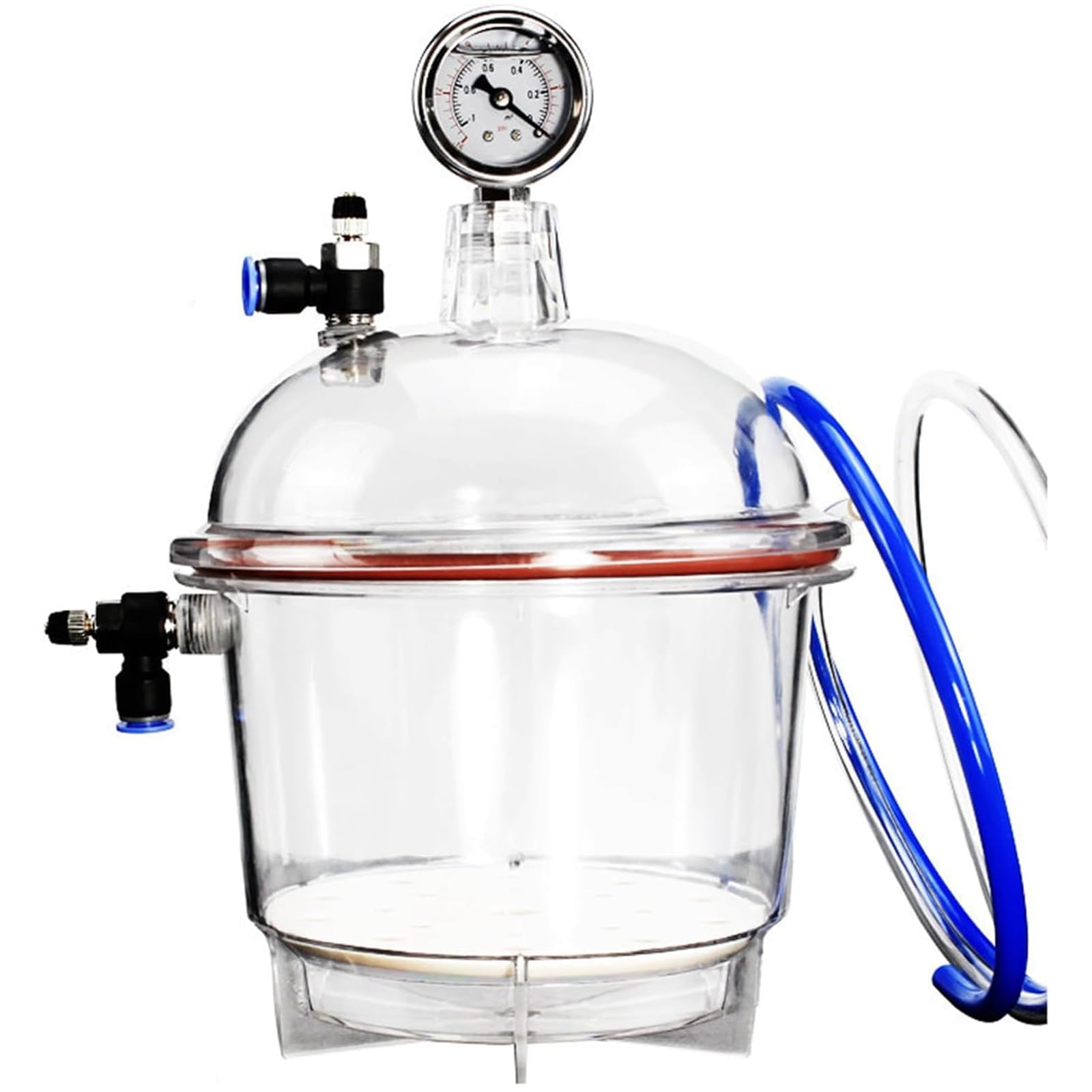 Vakuum-Exsikkator, 250 Mm Acryl-Labortrocknungsgefäß, Mit Doppelventilen, Manometer, Versiegeltes Gefäß Aus Polycarbonat Für Vakuumtrocknung Und Lagerung
