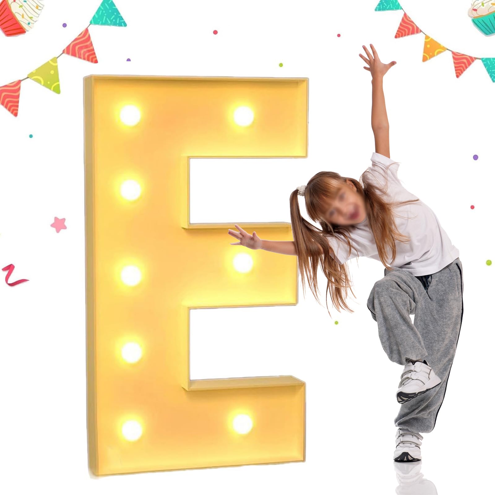 Chiffre Lumineux E Géant 100cm Kit Mosaïque pour Fête Réussie