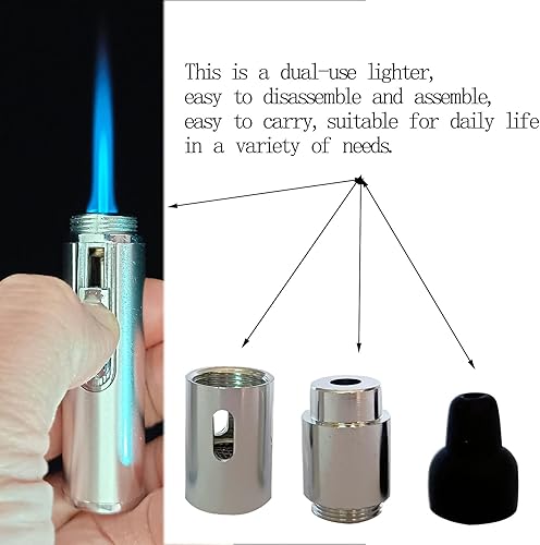 Miniatura 3 de Encendedores de butano, encendedores recargables de combustible de butano, ajustable, resistente al viento, con ajustador de llama más ligero,