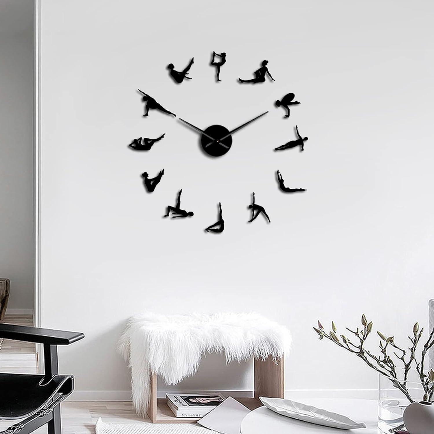 Orologio da parete per pilates, decorazione per la casa, palestra, silenzioso, senza ticchettio, orologio da centro fitness per la stanza delle ragazze, design fai da te per un cronometraggio elegante