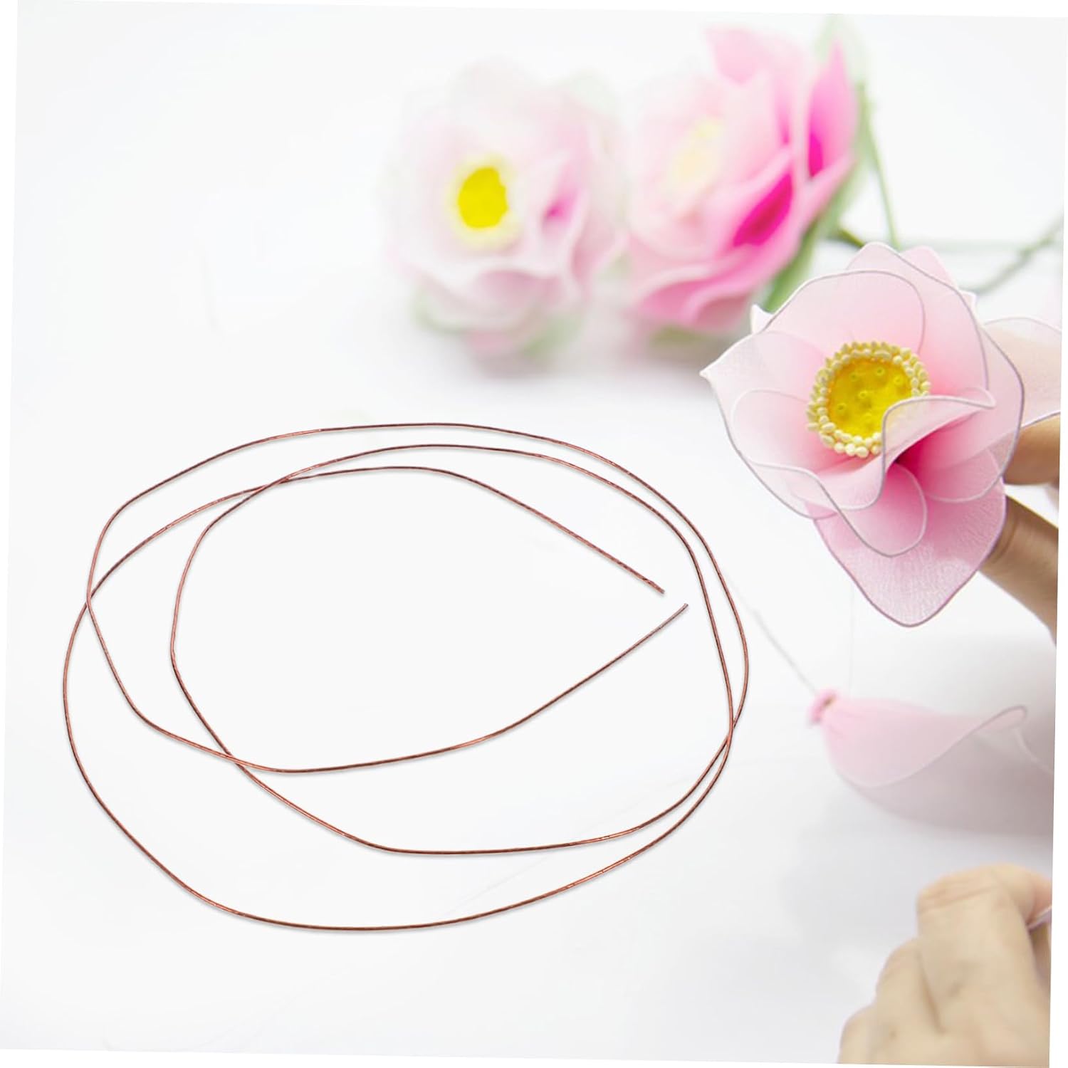 HOMSFOU 50Pcs Metal Floral Wire Stems Durable Craft Flower Wire for DIY Bouquets Wreaths and Decorations Lightweight and Portable for Various Events and Festive Settings