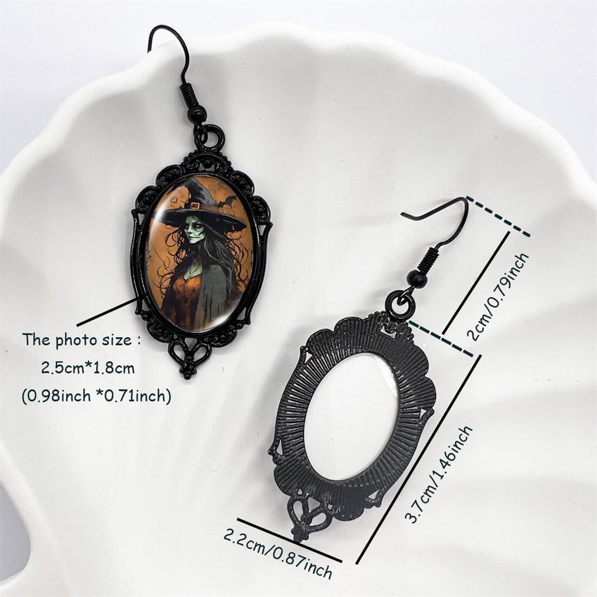 Gothic Mystery Witch Cameo Earrings,Vintage Crystal Glass Witch Dangle Earring Punk Style Mystery Earrings Goth Victorian Earring Halloween Jewelry for Women - Image 5