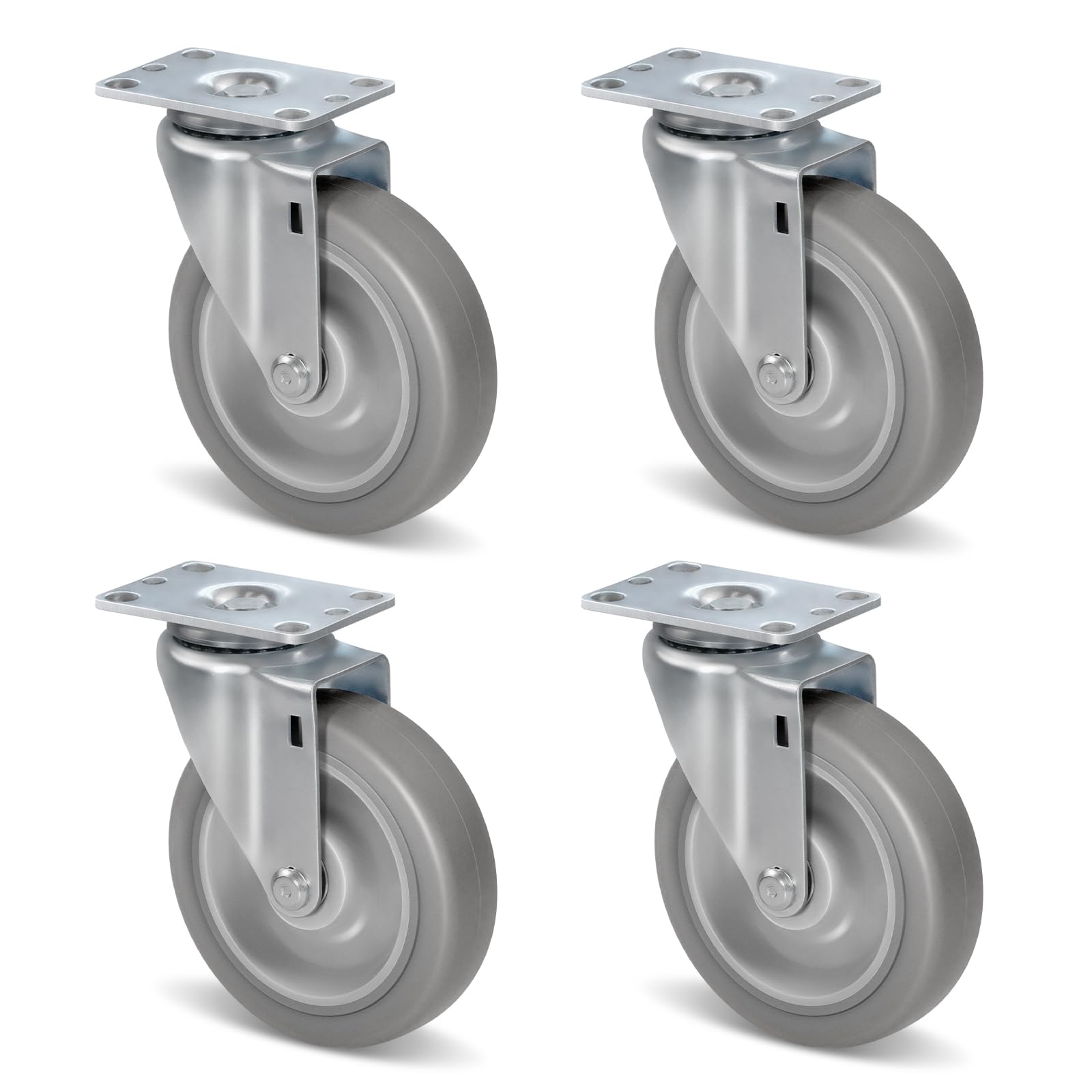 NINOSO 5" Caster Wheels, Heavy Duty Casters Set of 4, Plate Swivel Wheel for Cart Furniture Workbench - Load Capacity 1400Lbs Total(4 Pack Swivel)