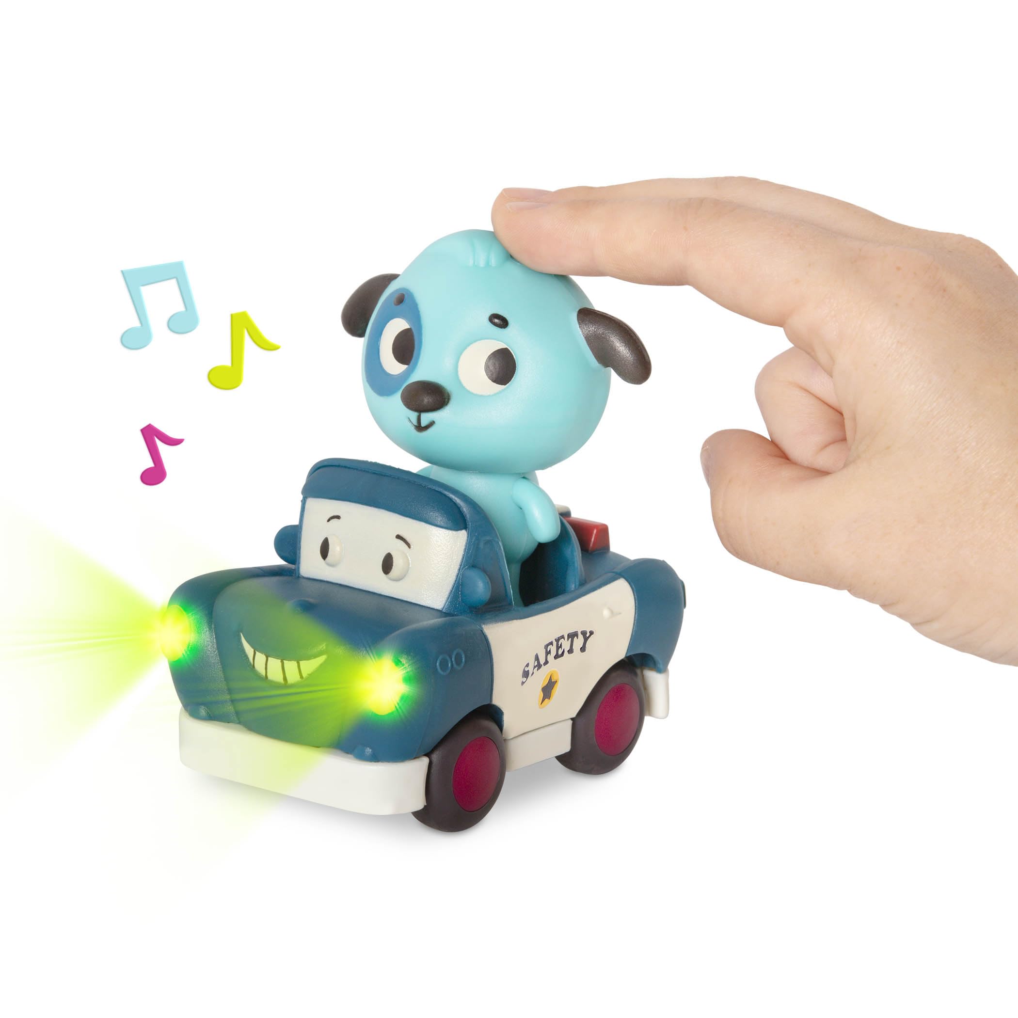 B. toys Mini Cavalieri, macchinine giocattolo con luci e suoni | Set da 6 con 3 personaggi e 3 veicoli intercambiabili da afferrare e premere: gatto, cane e rana, Gatto, cane, rana, 1+ anni
