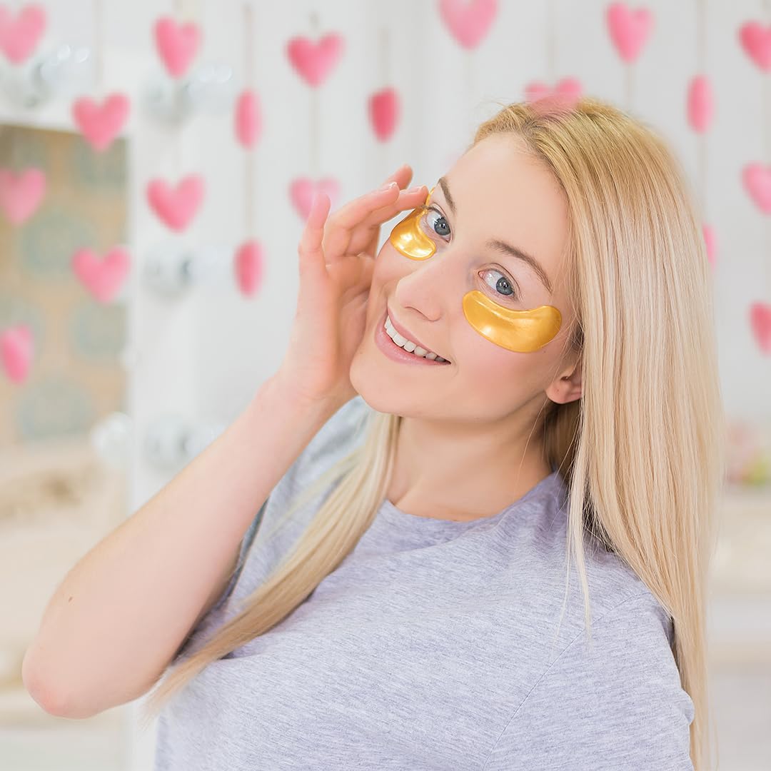 LE GUSHE - Augenpads Gegen Augenringe, Eye Pads / Augenpads Gegen Tränensäcke und Falten, Erfrischende Augenmaske, Gel Eyepatches [20 Paare, Gold]
