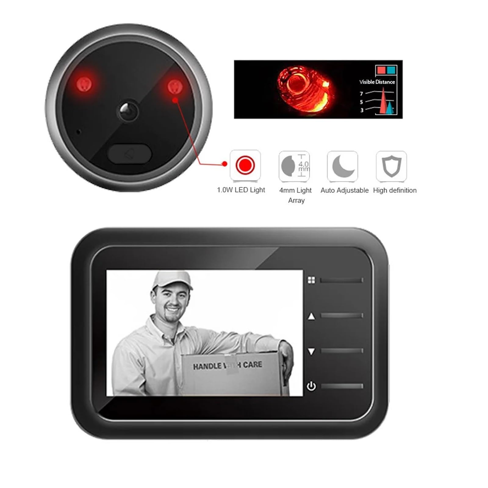 Video-occhio video da 2,4 pollici video spioncino campanello videocamera registrazione automatica elettronica