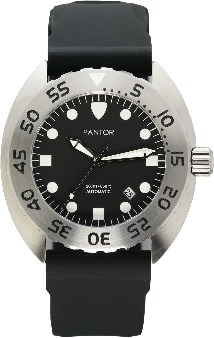 Pantor Dive Watch - 200m Automatic Watches for Men with Rubber Strap_Nautilus Diver Watches