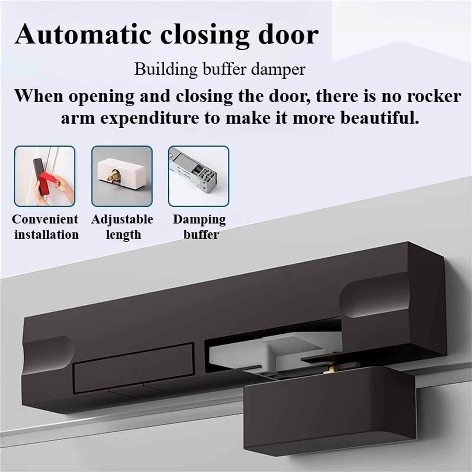 Ferme-porte hydraulique - Fermeture automatique silencieuse pour usage domestique et commercial, amortisseur facile à installer, installation côté gauche, plastique blanc