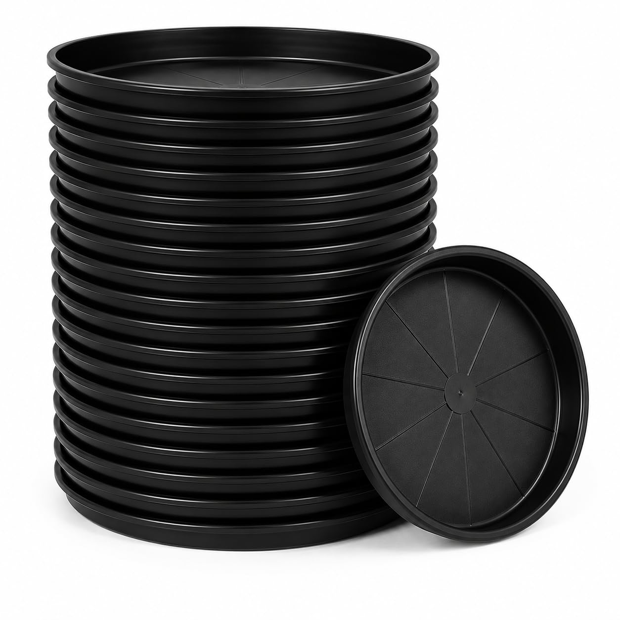 Bundle Pack Round Plant Pot Saucers – Heavy Duty Flower Pot Drip Trays for Indoor & Outdoor Plants, Garden Plant Saucer Trays for Surface Protection - 25, 30, 35cm, 40, 45 & 50cm (25, 35cm Saucer)