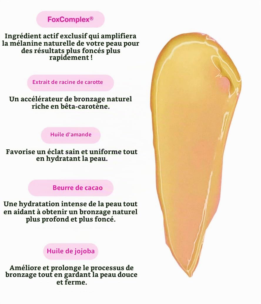 The Fox Tan - Rapid Tanning Elixir - Amplificateur de Bronzage sans Autobronzant, Crème Bronzante pour le Visage et le Corps, sous le Soleil ou dans le Solarium, 300 ml
