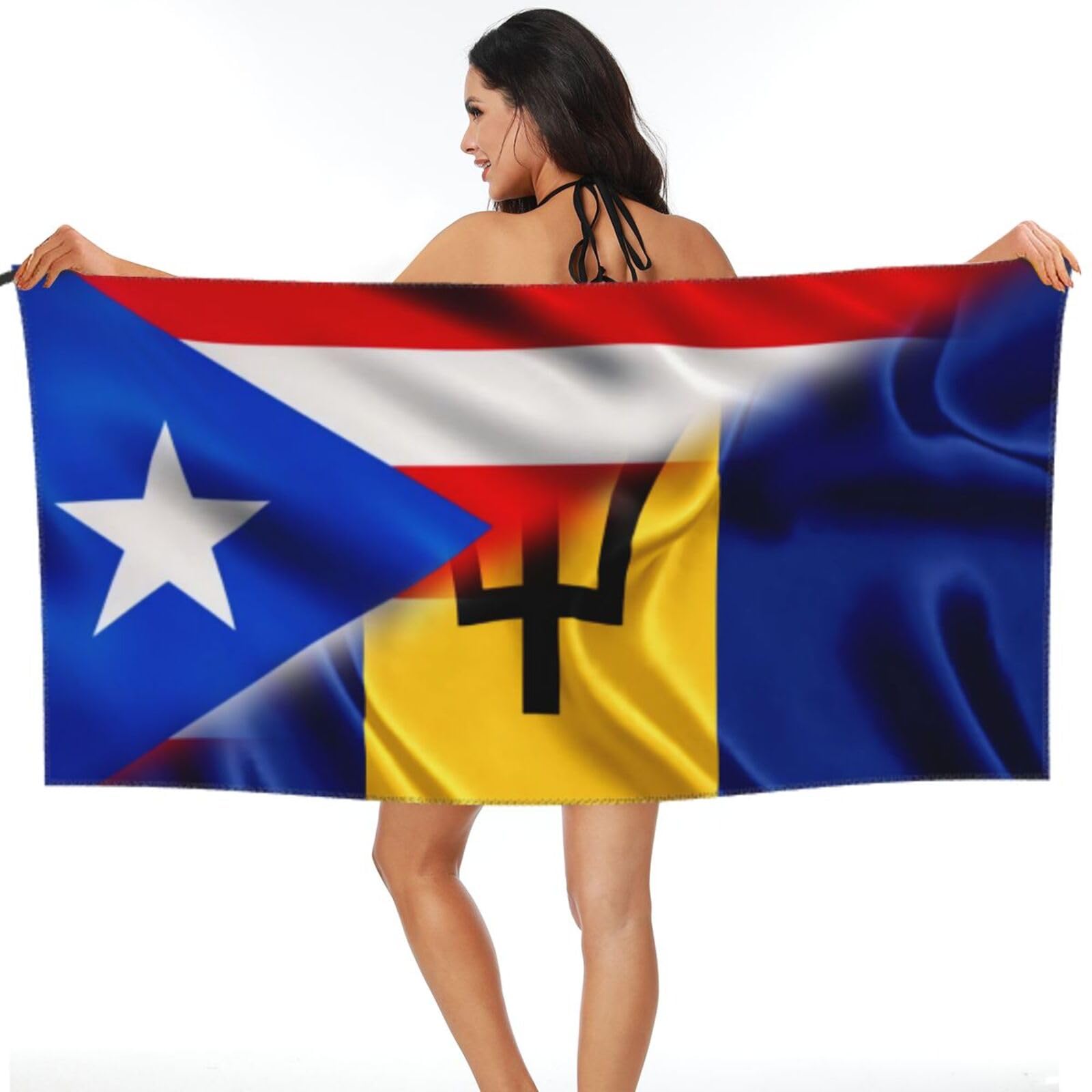 Drap de Plage Portable Porto Rico et Barbade pour la Natation