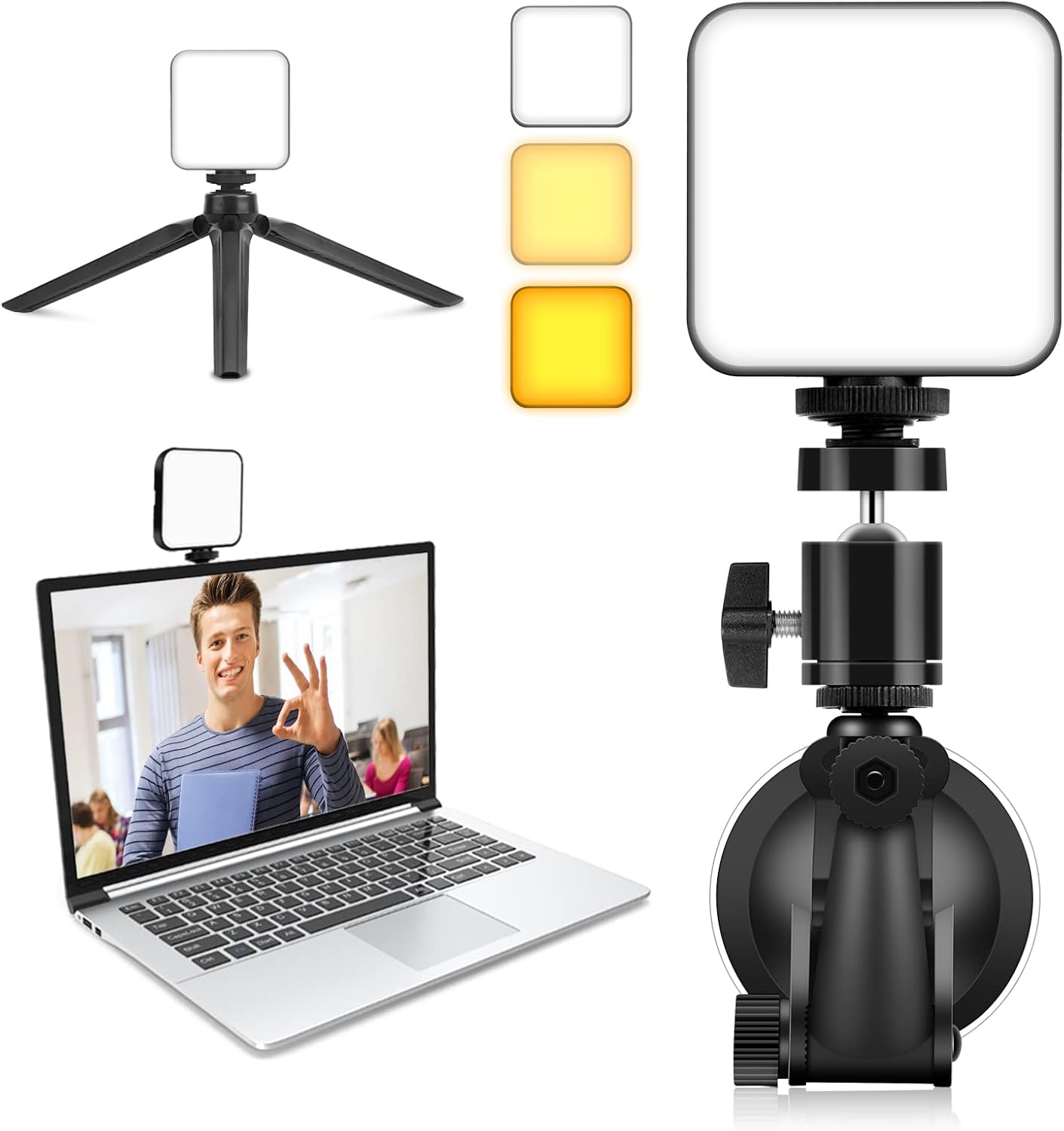Video Conference Lighting Kit, Rechargeable Led Video