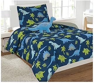 Fancy Linen Comforter Set Dinosaurs Blue Light Blue Grey Green New # Dinosaur Blue (Twin Comforter)
