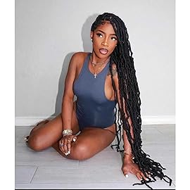 6 Packs 36 Inch Faux Locs Crochet Hair Pre looped Crochet Goddess Loc Hair Braids Soft Locs Crochet Hair for Black Women (36 Inch (Pack of 6), 1B)