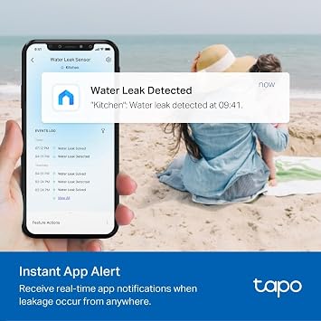 Tapo TP-Link T300, Smart Water Leak Detection Sensor, IP67 Waterproof, Instant App Notification, Alarm Up to 90dB, Drip and Leak Warning