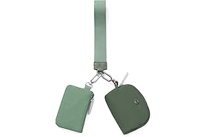 Mini Women Zipper Wristlet Wallet Dual-Pouch Wristlet with Keychain