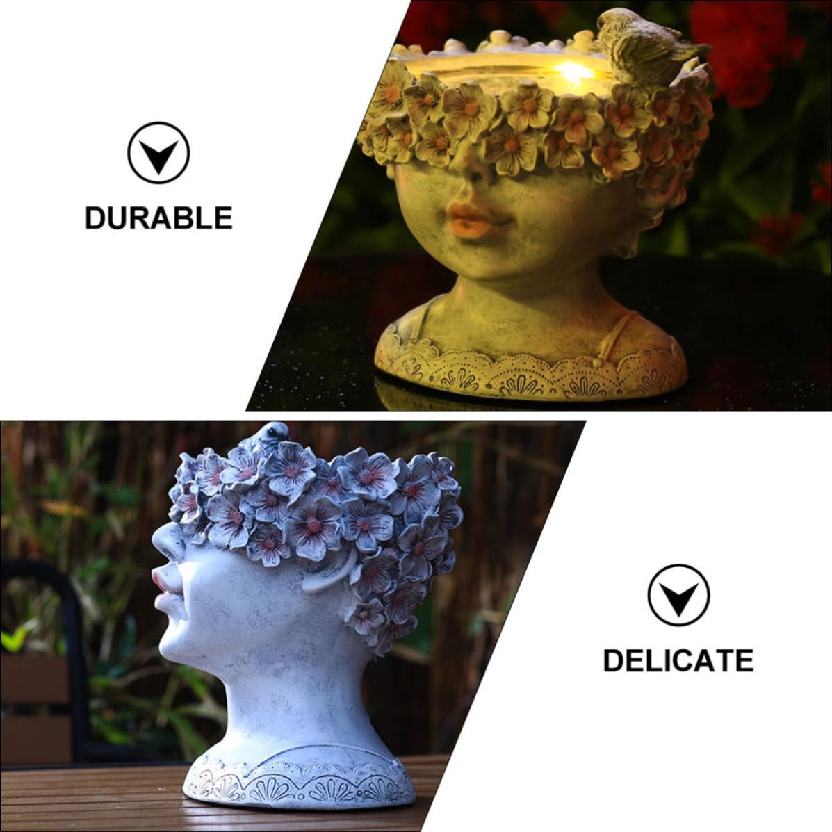 Résine Pot de Fleurs Solaire Unique Fille, Décor Jardin