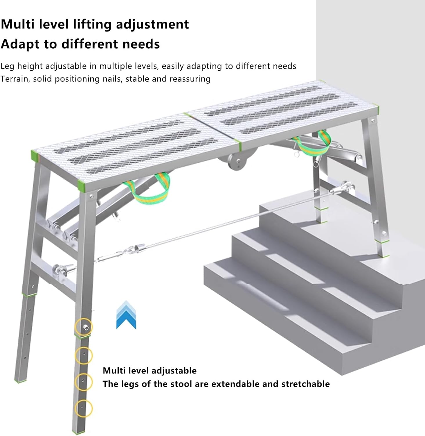 Adjustable Work Platform Support,Portable Folding Scaffolding Platform,Portable Scaffolding Equipment for Ceiling Cleaning,Painting,Car Washing,330 Lbs Maximum Load(Size:140 * 30cm)