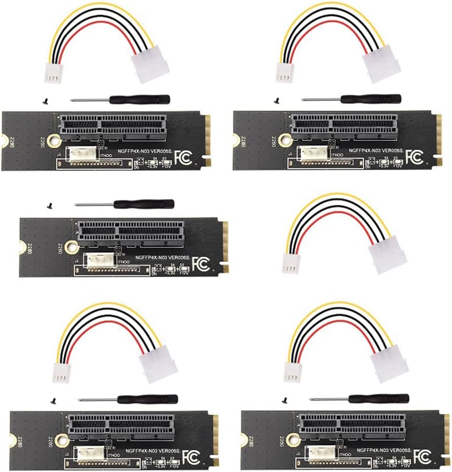 Kcvzitrds 5 Set NGFF to PCI-E Riser Card M.2 SSD Port to PCIE X4 ...